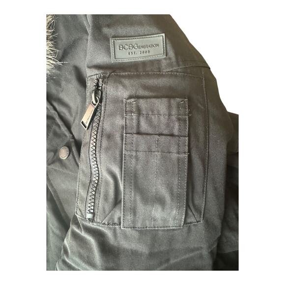 BCBGeneration Black parker hooded coat with removeable fur size Large - Picture 9 of 11
